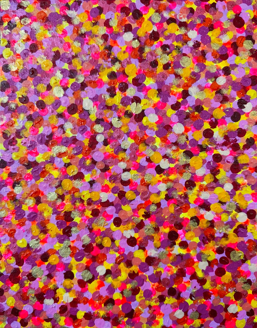 Beth Liez - Dots: Artist: Beth Liez Title: Dots Year: 2025 Dimensions: 11 x 14/ in. Edition: One-of-a-Kind work of Art Medium: Acrylic on canvas Condition: Excelle