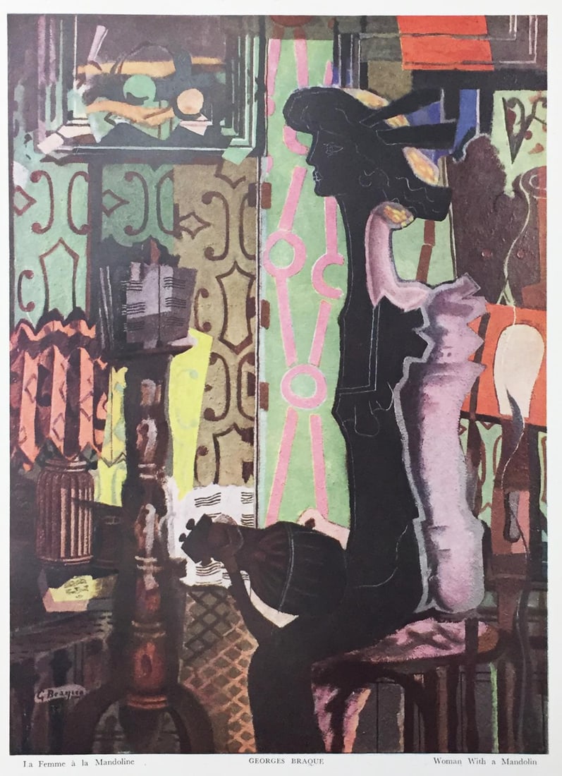 Georges Braque - La Femme a la Mandoline (After): Artist: Georges BraqueTitle: La Femme a la MandolineYear: 1938Dimensions: 14in. by 10 1/2in.Weight: 0Edition: From the rare limited editionSuite: Verve Vol. 1 No. 3Medium: Original lithograph in