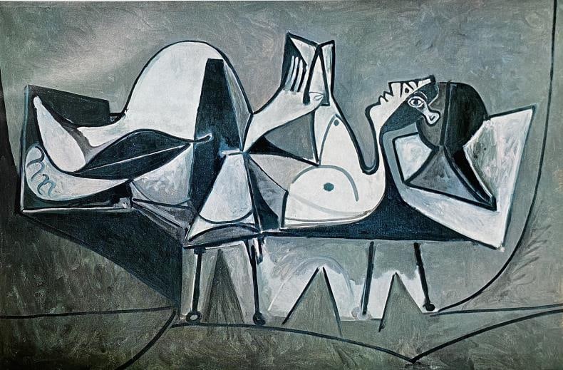 Pablo Picasso - Reading Nude (After): Artist: Pablo PicassoTitle: Reading NudeYear: 1964Dimensions: 6in. by 9.5in.Edition: From the Rare Limited Edition of 150Publisher: Editions Cercle d'Art ParisSuite: Les Dames de MouginsMedium: