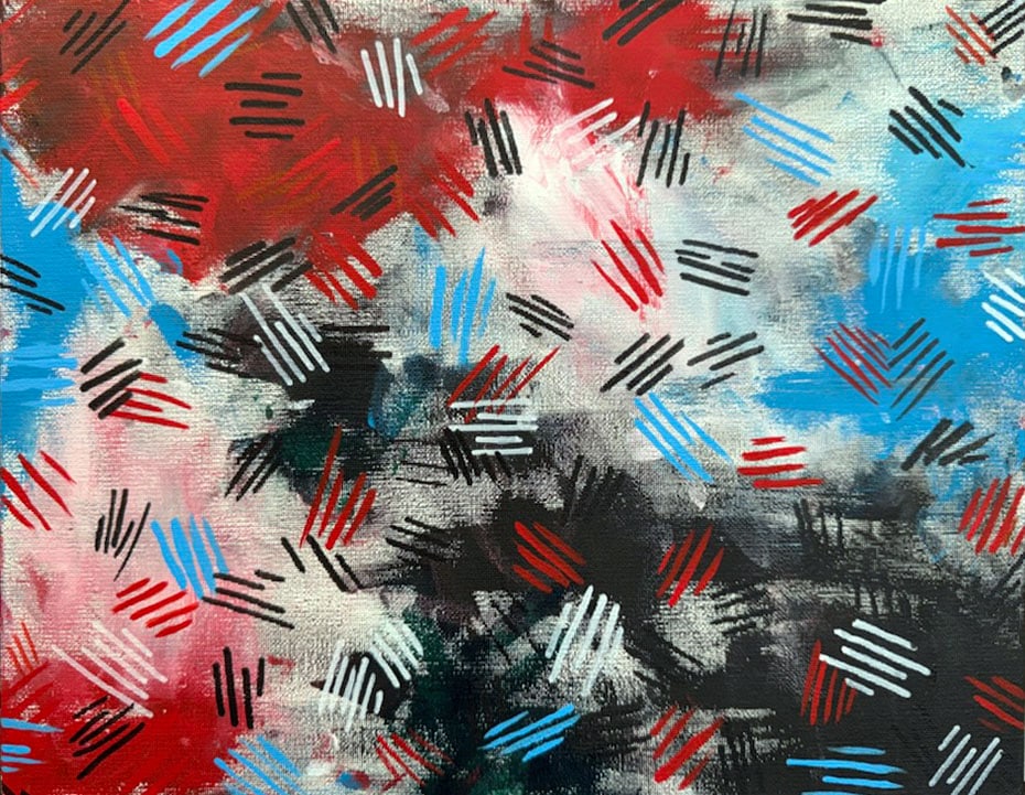 Beth Liez - Untitled: Artist: Beth LiezTitle: UntitledYear: 2024Dimensions: 16 x 12 in.Edition: Original One-of-a-Kind PaintingMedium: Hand painted acrylic on canvas with mixed mediaCondition: ExcellentSignature Details: