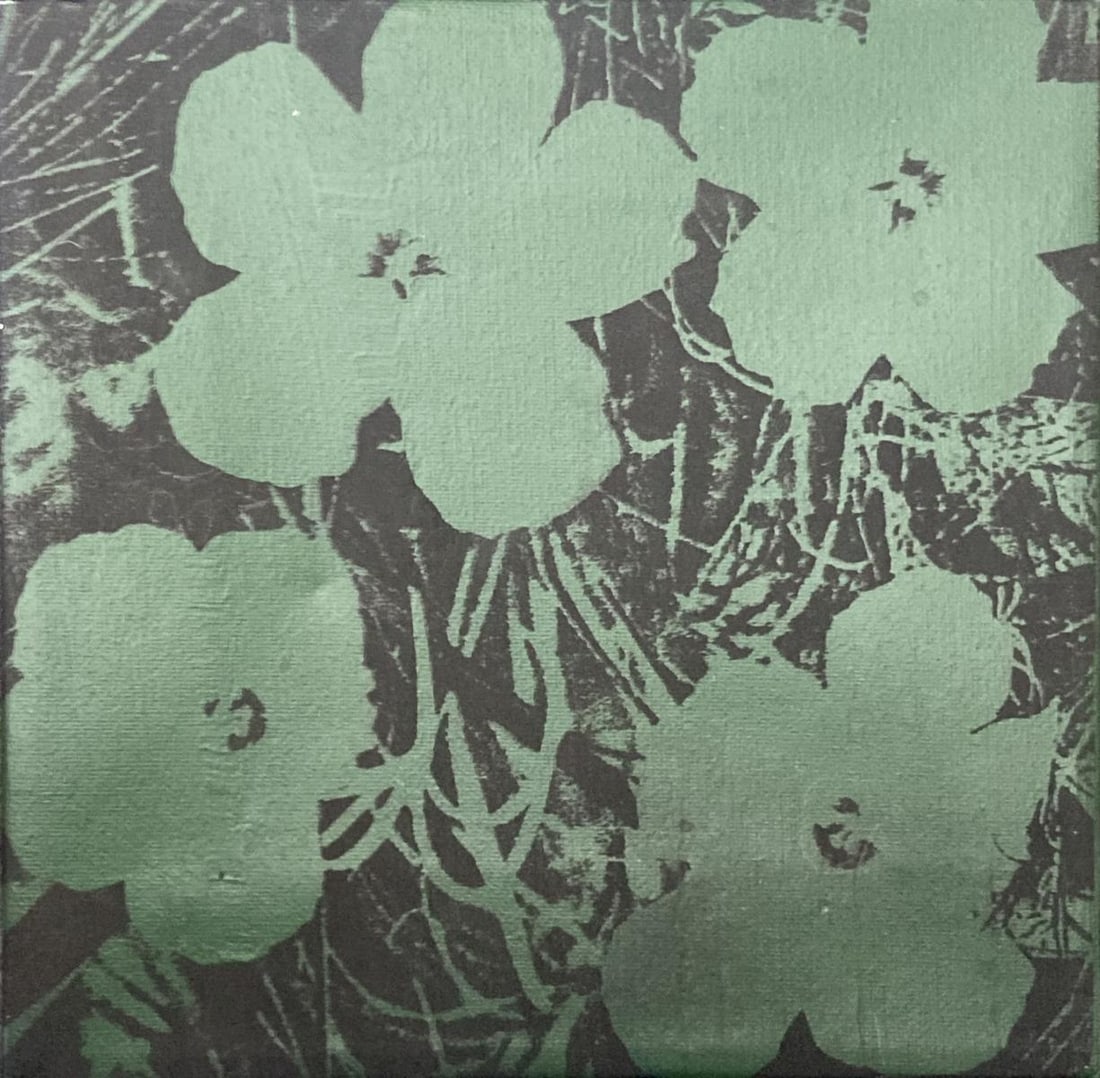 Doblin - Flowers III: Artist: DoblinTitle: Flowers IIIYear: 1971Dimensions: 8in. by 8in.Edition: Unique Original One of A Kind ArtworkMedium: Hand Pulled Screen Print on Canvas with EmbellishmentCondition: