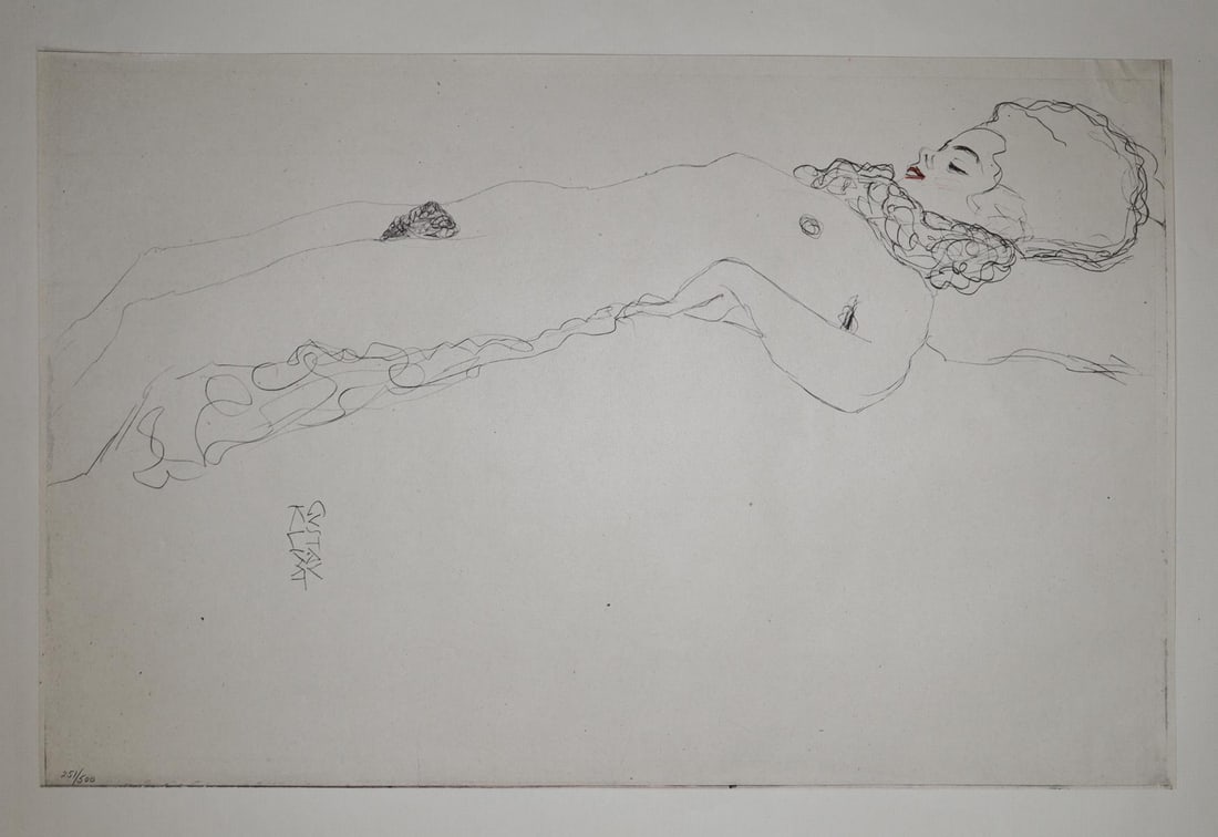Gustav Klimt (After) - Untitled 4: Artist: Gustav Klimt (After)Title: Untitled 4Year: 1919Dimensions: 15in. by 22in.Edition: Number 410 from the rare limited edition of 500Publisher: Gilhofer & Ranschburg WienSuite: Funfundzwanzig