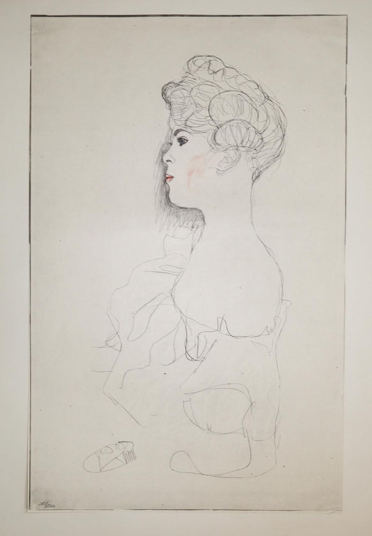 Gustav Klimt (After) - Untitled 9: Artist: Gustav Klimt (After)Title: Untitled 9Year: 1919Dimensions: 15in. by 22in.Edition: Number 410 from the rare limited edition of 500Publisher: Gilhofer & Ranschburg WienSuite: Funfundzwanzig