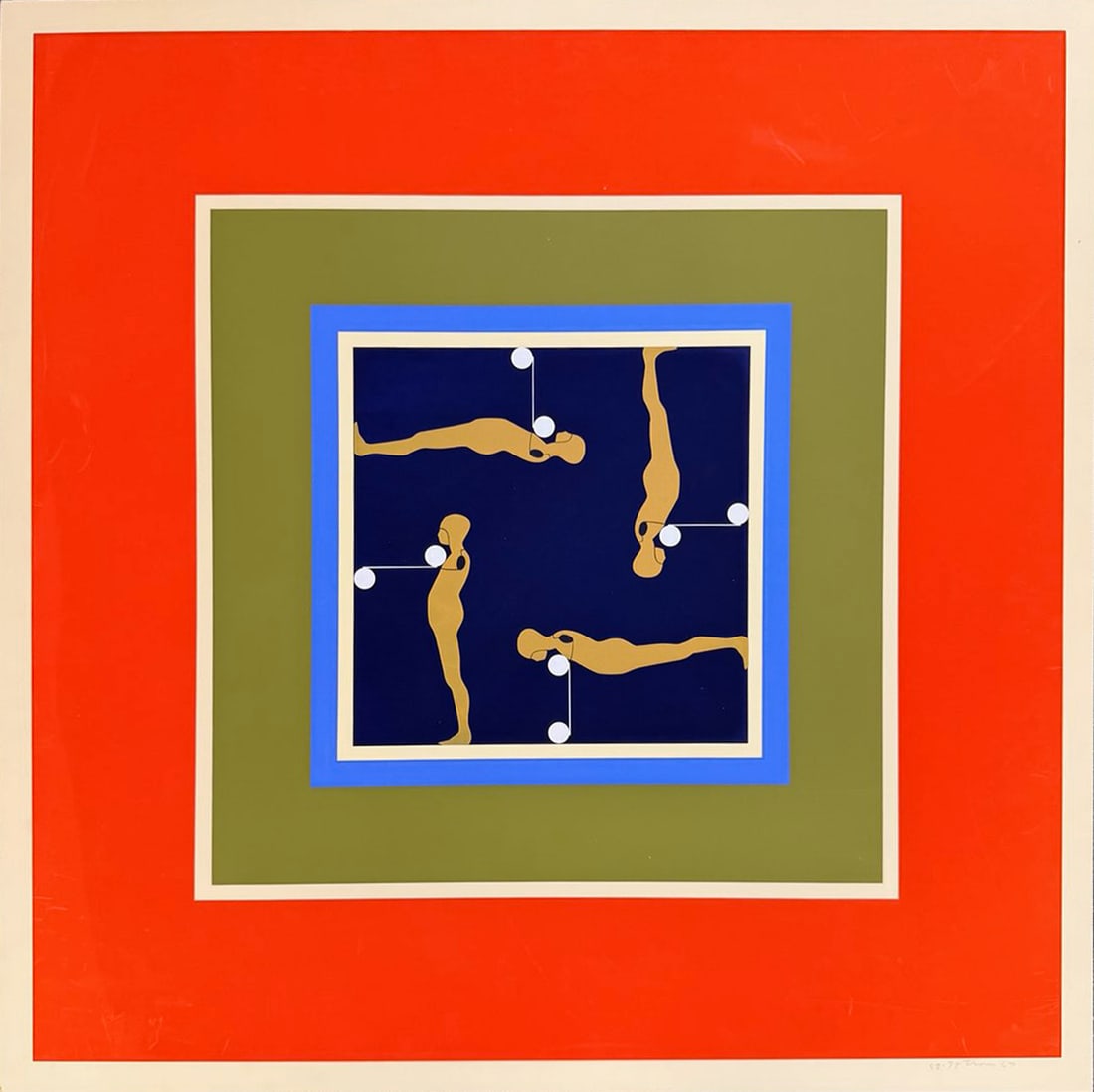 Ernest Trova - Four Squares on Blue (1 of 1)