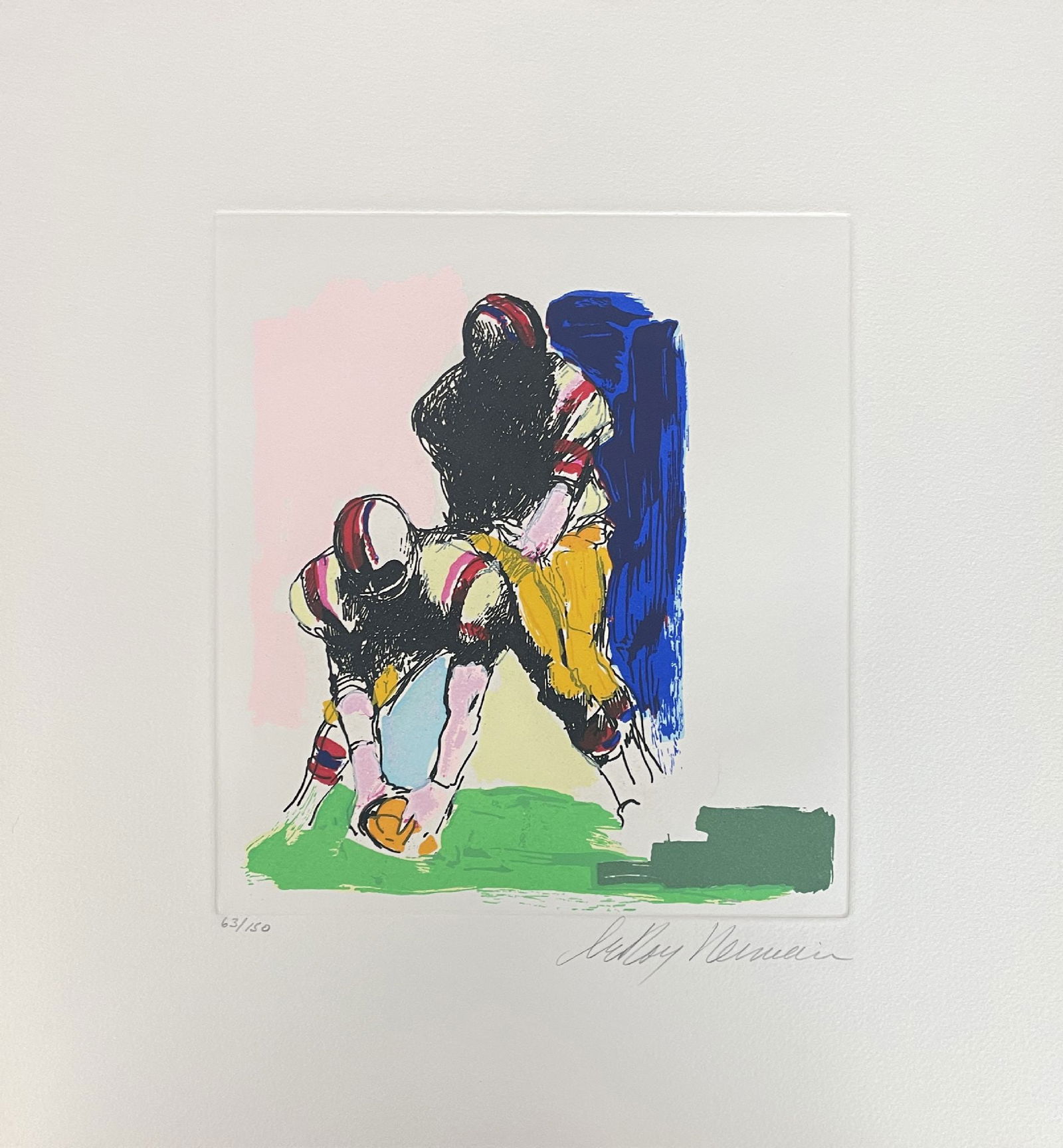 LeRoy Neiman - Football 5: Artist: LeRoy NeimanTitle: Football 5Year: 1972Dimensions: 12 3/4 x 13 1/2 in.Edition: From the limited edition of 150Medium: Color etching on paperCondition: ExcellentSignature Details: Hand signed