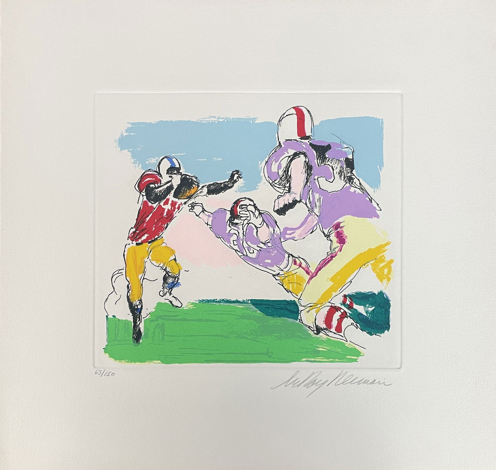 LeRoy Neiman - Football 1: Artist: LeRoy NeimanTitle: Football 1Year: 1972Dimensions: 12 3/4 x 13 1/2 in.Edition: From the limited edition of 150Medium: Color etching on paperCondition: ExcellentSignature Details: Hand signed