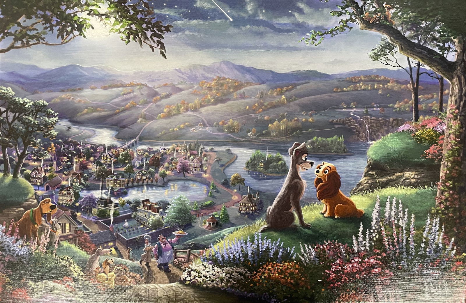 Thomas Kinkade - Lady and the Tramp Falling in Love (1 of 1)