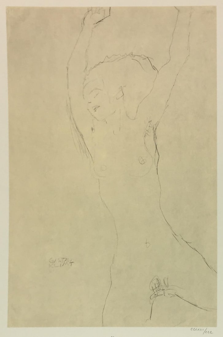 Gustav Klimt - Study for the Bride (Stretching): Artist: Gustav Klimt Title: Study for the Bride (Stretching) Year: 1980 Dimensions: 16in. by 12in. Edition: From the Rare Limited Edition of CCC Publisher: Mazz