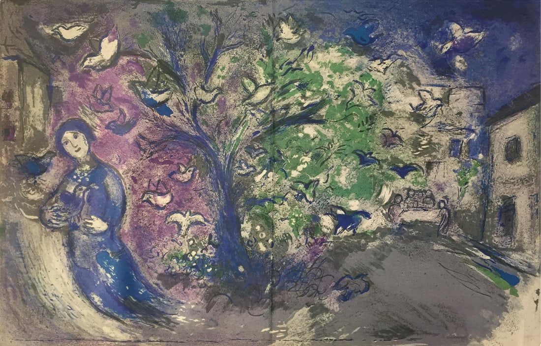 Marc Chagall (After) - Snaring Birds: Artist: Marc Chagall (After) Title: Snaring Birds Year: 1977 Dimensions: 13in. by 19in. Edition: From the Rare Limited Edition of 300 Publisher: Limited Edition