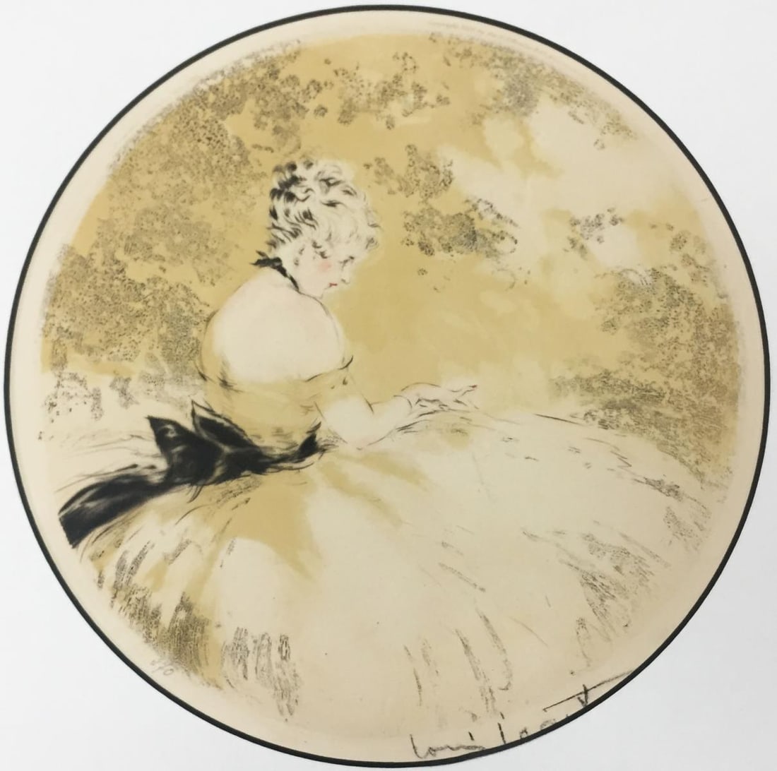 Louis Icart - Summer (In Yellow): Artist: Louis Icart Title: Summer (In Yellow) Year: 1920 Dimensions: 8 5/8in. by 8 5/8in. Edition: From the rare limited edition Medium: Original drypoint etchi