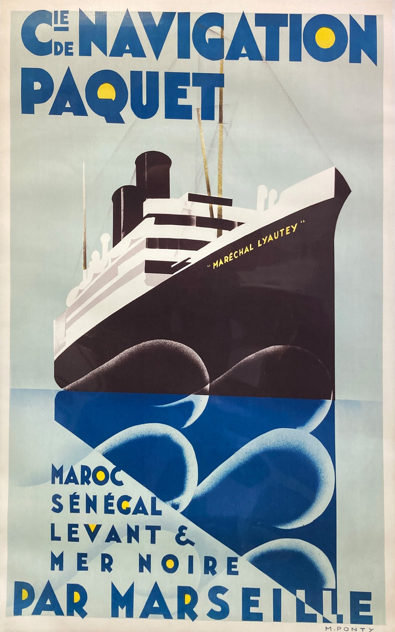 Vintage Poster - Navigation Paquet: Artist: Vintage Poster Title: Navigation Paquet Dimensions: 42 x 30 in. Edition: From the rare limited edition Medium: Lithograph poster Condition: Excellent