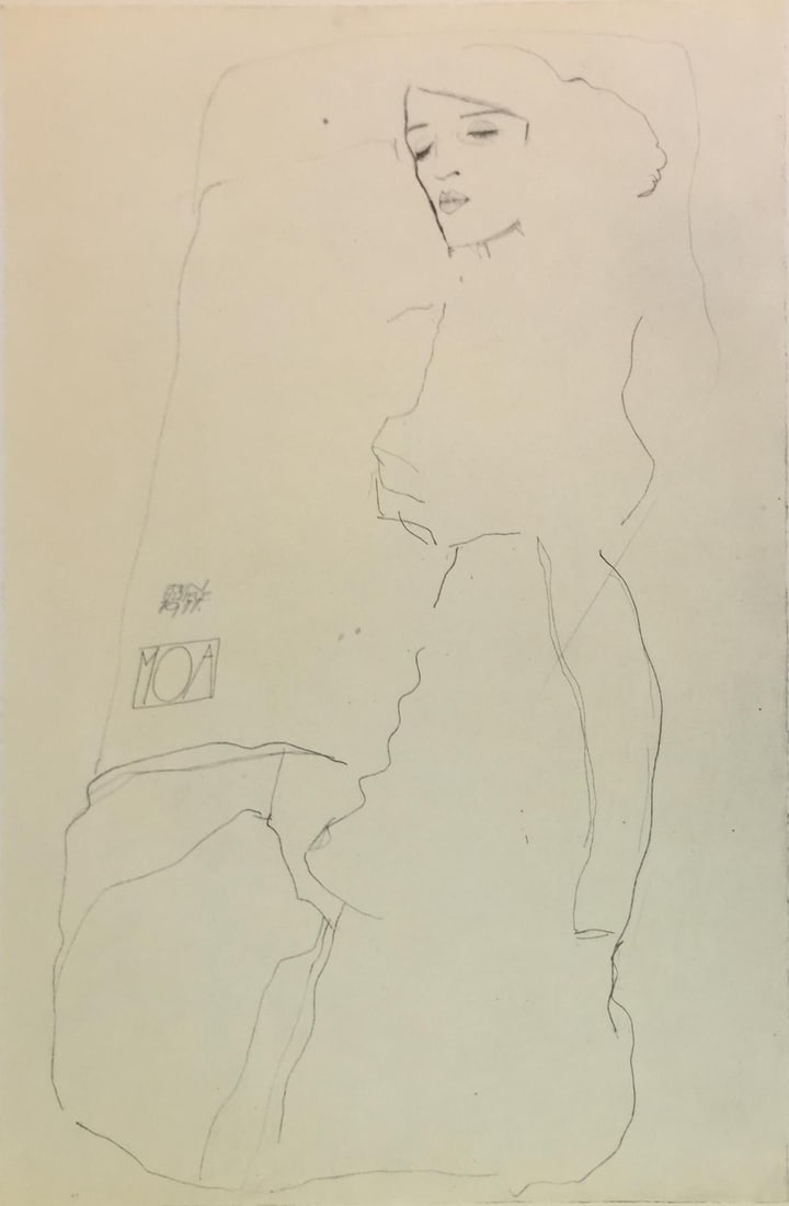 Egon Schiele (After) - The Dancer Moa: Artist: Egon Schiele (After) Title: The Dancer Moa Year: 1969 Dimensions: 19 3/4in. by 14 1/4in. Edition: From the Rare Limited Edition of 300 Publisher: Harry
