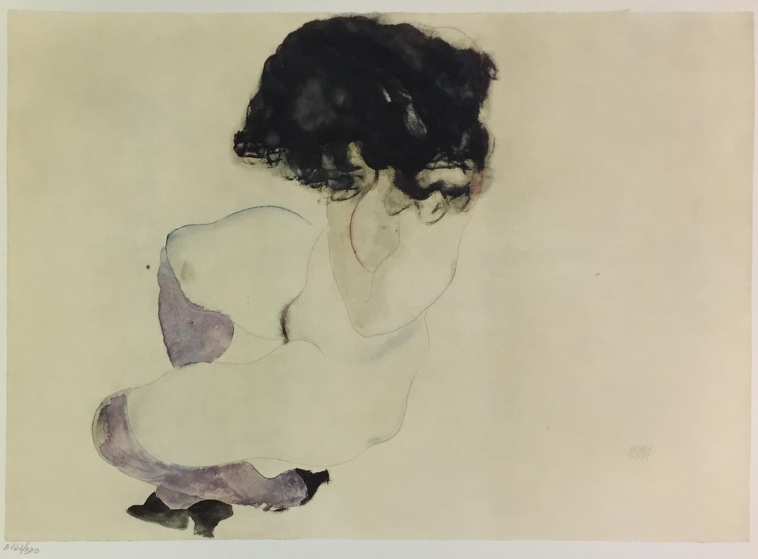 Egon Schiele (After) - Nude with Purple Stockings: Artist: Egon Schiele (After) Title: Nude with Purple Stockings Year: 1969 Dimensions: 19 3/4in. by 14 1/4in. Edition: From the Rare Limited Edition of 300 Publisher