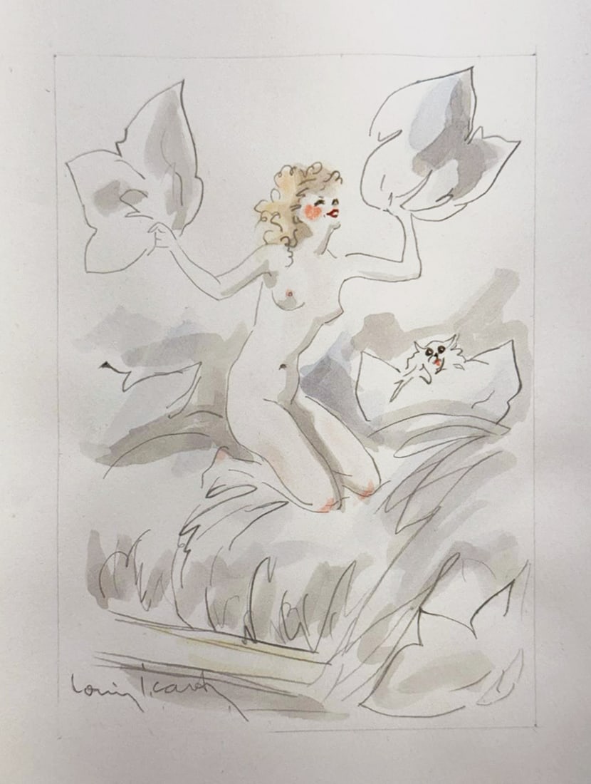 Louis Icart - Untitled Original Watercolor from La Nuit et le Moment: Artist: Louis IcartTitle: Untitled Original Watercolor from La Nuit et le MomentYear: 1946Dimensions: 9 3/4 x 12 3/4 in.Edition: Unique One of a Kind ArtworkSuite: La Nuit et le MomentMedium:
