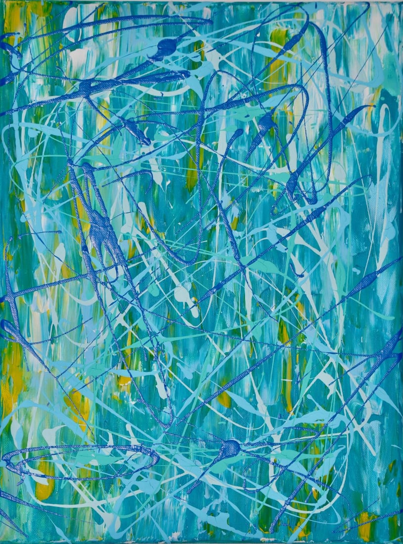 Beth Liez - Splatter II: Artist: Beth LiezTitle: Splatter IIYear: 2021Dimensions: 16in. by 12in.Edition: Original One-of-a-Kind PaintingMedium: Hand painted acrylic on canvas Condition: ExcellentSignature Details: Hand