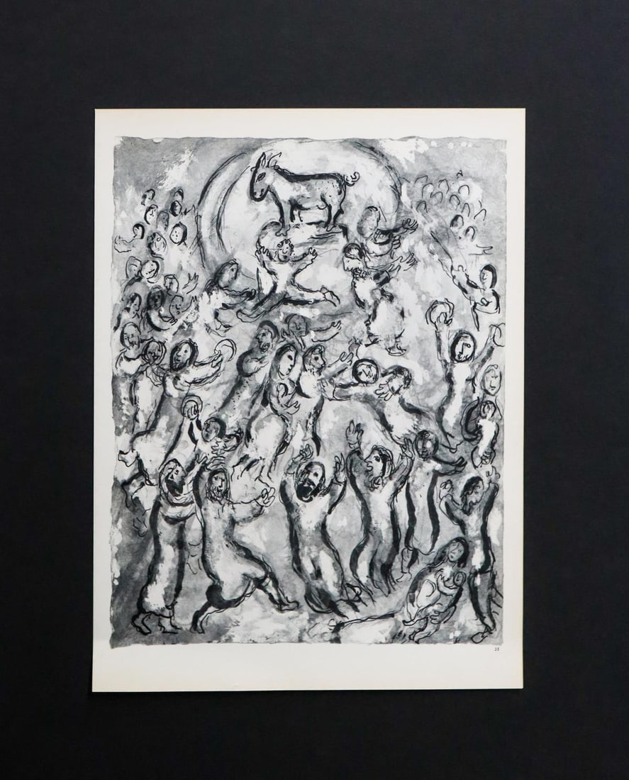 Marc Chagall - Biblical Gathering (After): Artist: Marc ChagallTitle: Biblical GatheringYear: 1958Dimensions: 13.5in. by 10.75in.Edition: From the rare limited editionSuite: The BibleMedium: Offset lithograph on paperCondition: ExcellentComes