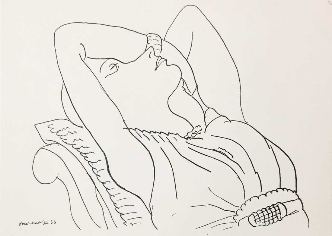 Henri Matisse (After) - Untitled (Repose) from: Artist: Henri Matisse (After)Title: Untitled (Repose) from "Dessins De Matisse"Year: 1936Dimensions: 10in. by 8.25in.Edition: From the rare limited editionPublisher: Editions Cahiers D'Art