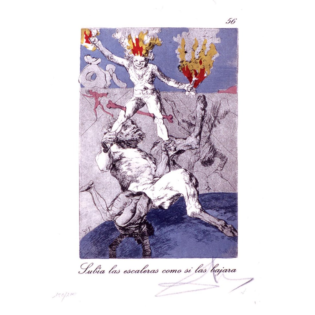 Salvador Dali - Subia las escaleras como si las bajara: Artist: Salvador DaliTitle: Subia las escaleras como si las bajara, #56Year: 1977Dimensions: 17.75in. by 12.25in.Edition: From the limited edition of 200Publisher: Fernand Hazan EditeurSuite: Les