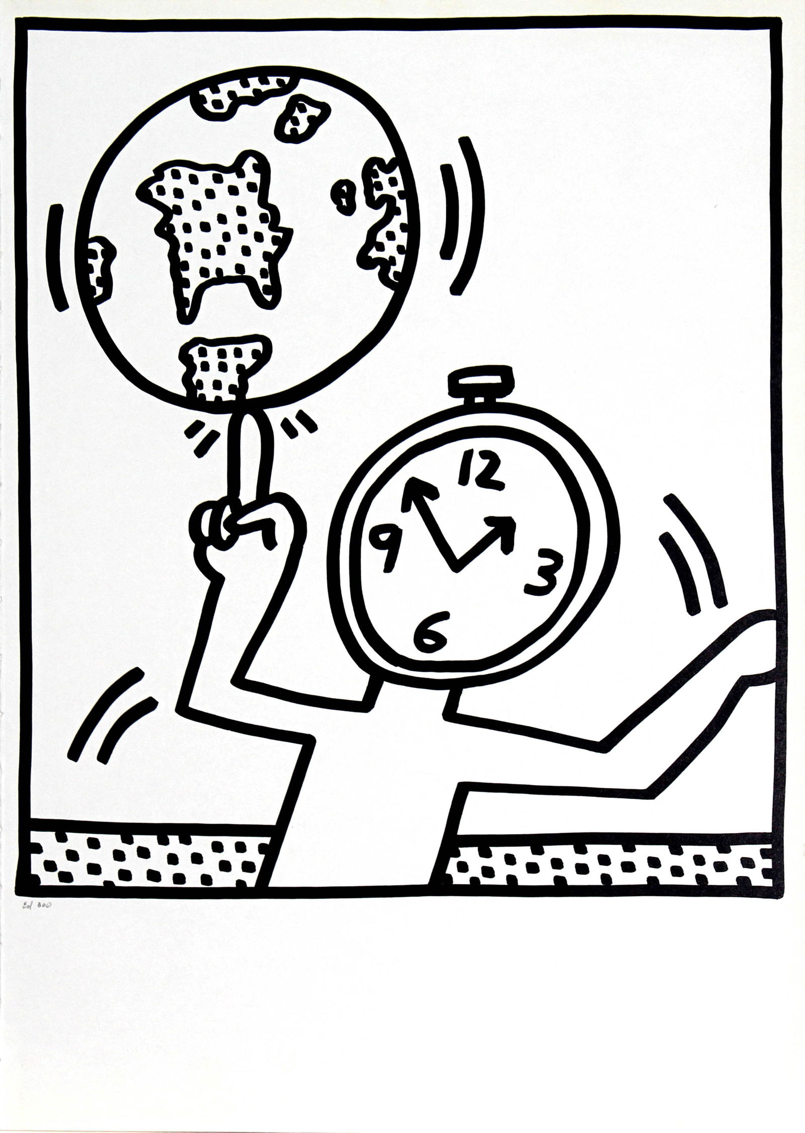 Keith Haring - Clock Head (from Lucio Amelio): Artist: Keith HaringTitle: Clock Head (from Lucio Amelio)Year: 1983Dimensions: 18.5in. by 13in.Edition: From the limited edition of 360Publisher: Galerie Lucio Amelio NaplesSuite: Lucio Amelio
