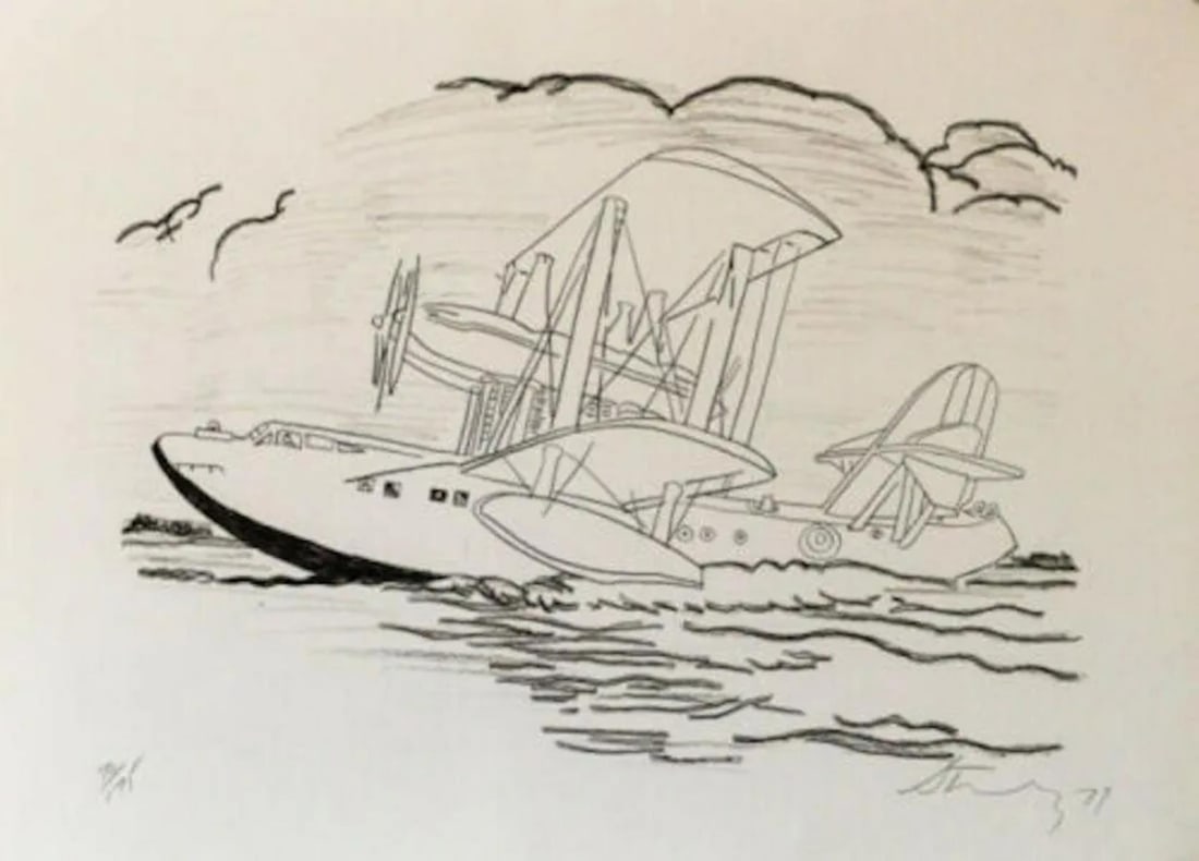 Robert Stanley - A Very Large Boat Taking Off 3: Artist: Robert StanleyTitle: A Very Large Boat Taking Off 3Year: 1979Dimensions: 29.5in. by 21.5in.Edition: From the Rare Limited Edition of 175Suite: A Very Large Boat Taking OffMedium: