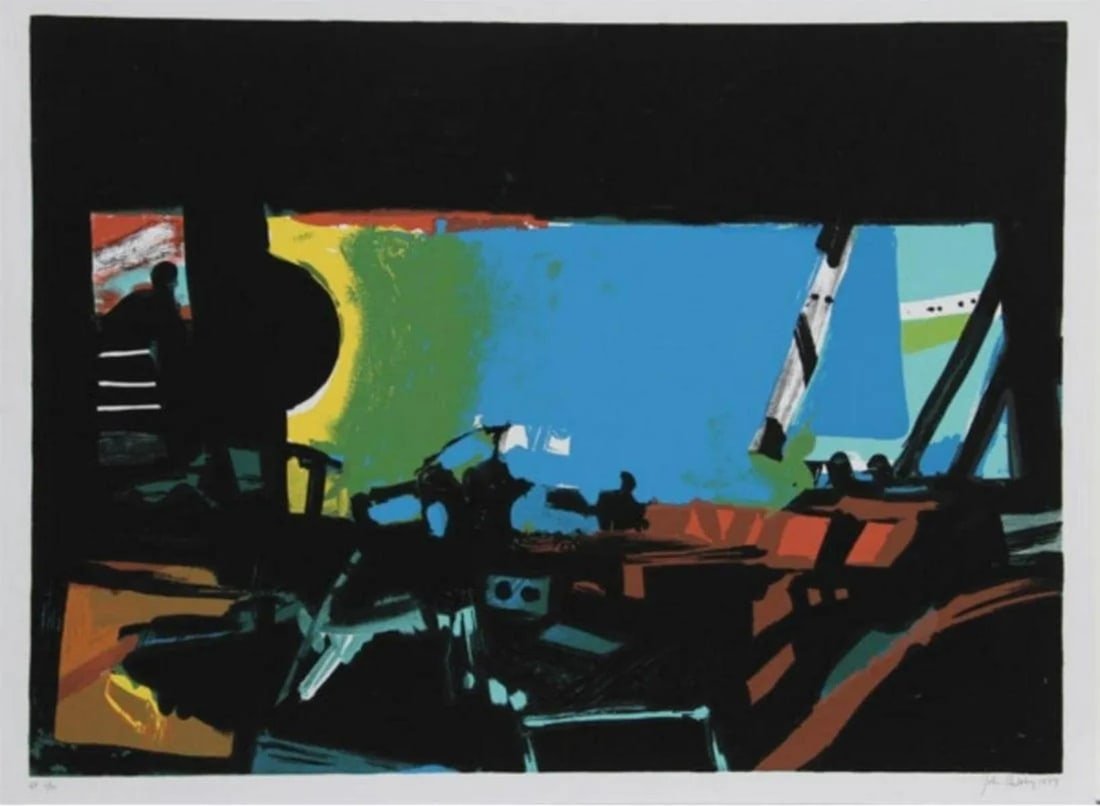 John Hultberg - Wide Window II: Artist: John HultbergTitle: Wide Window IIYear: 1977Dimensions: 24in. by 32.5in.Edition: From the Rare Limited Edition of 200Medium: Serigraph in ColorsCondition: ExcellentSignature Details: Hand