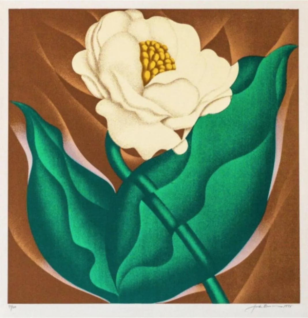 Jack Brusca - Globe Flower: Artist: Jack BruscaTitle: Globe FlowerYear: 1978Dimensions: 26.5in. by 25.5in.Edition: From the Rare Limited Edition of 200Medium: SilkscreenCondition: ExcellentSignature Details: Hand Signed by