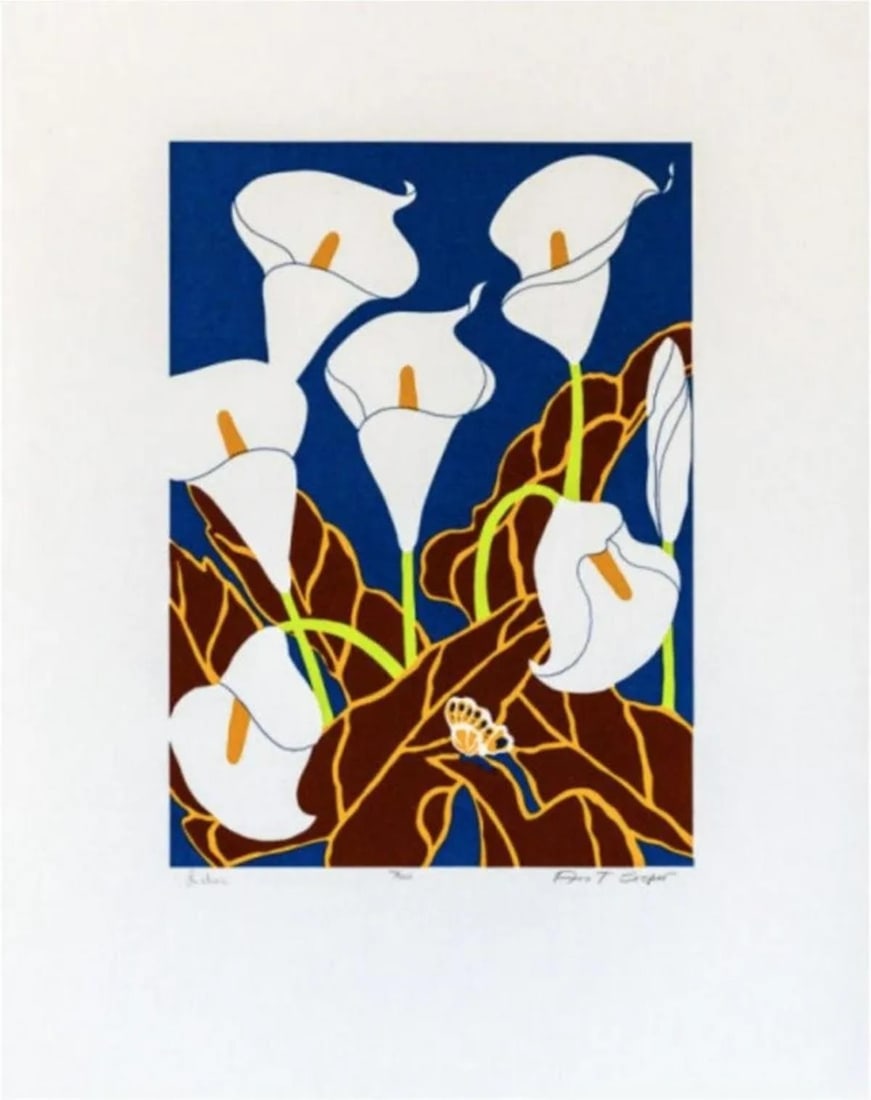 Ann T Cooper - Lilies: Artist: Ann T CooperTitle: LiliesYear: 1980Dimensions: 22in. by 30in.Edition: From the Rare Limited Edition of 250Medium: Screenprint in ColorsCondition: ExcellentSignature Details: Hand Signed by