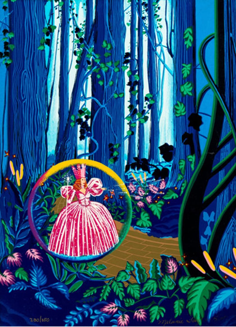 Melanie Taylor Kent - Glinda in the Magical Forest: Artist: Melanie Taylor KentTitle: Glinda in the Magical ForestYear: 1990Dimensions: 18in. by 29in.Edition: From the Rare Limited Edition of 350Medium: Enameled porcelain on metalCondition: