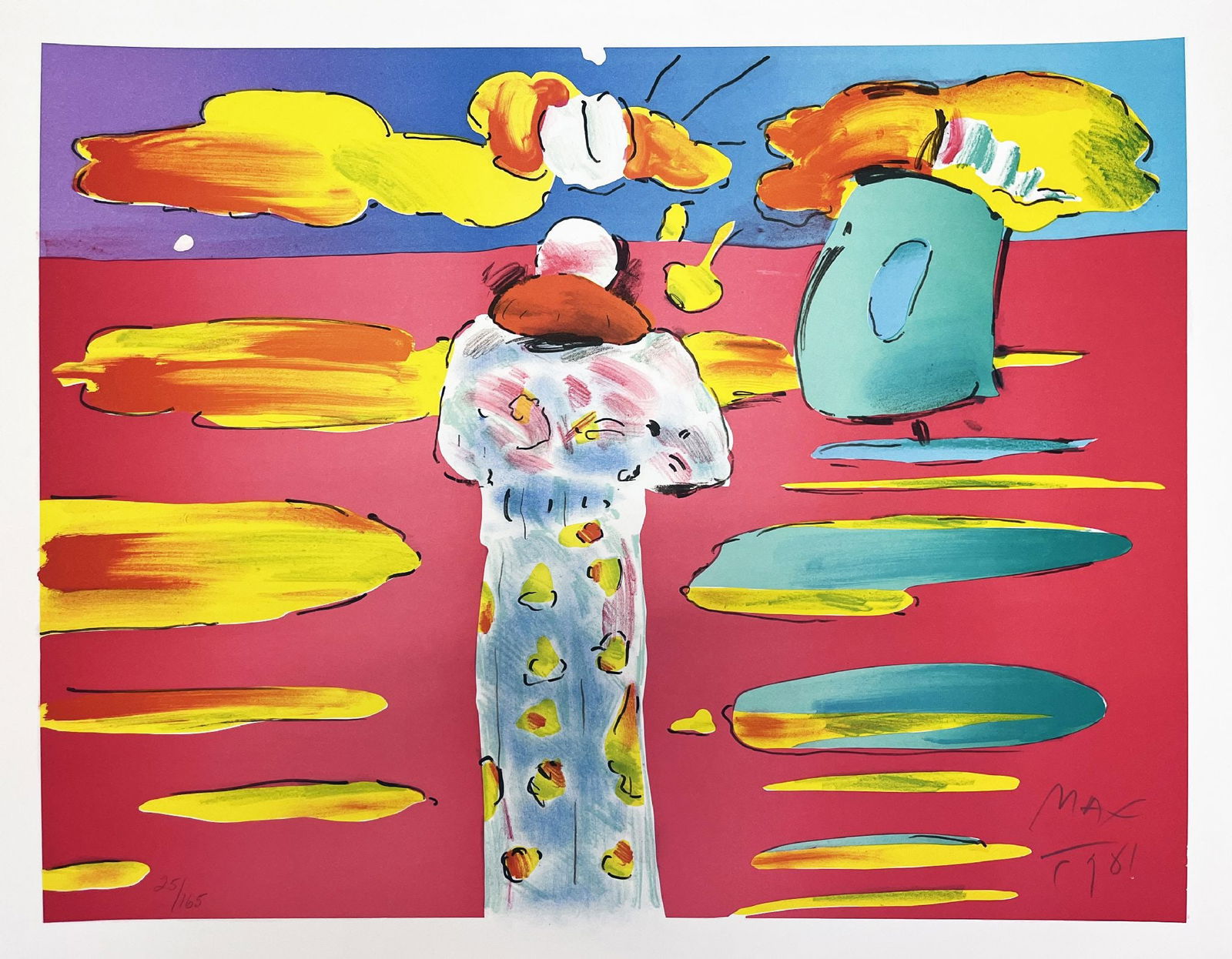 Peter Max - Monk at the Red Sea: Artist: Peter Max Title: Monk at the Red Sea Year: 1981 Dimensions: 22 x 28 in. Edition: From the limited edition of 165 Medium: Original color lithograph on pa