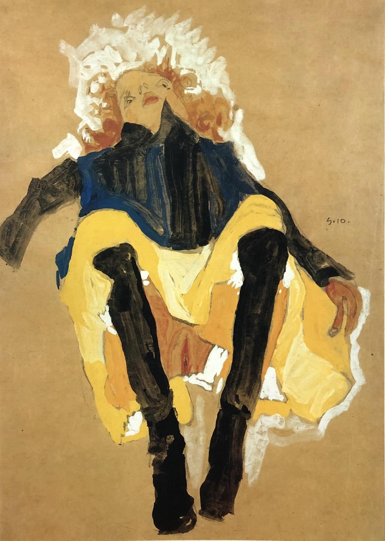 Egon Schiele (After) - Red haired girl with legs apart: Artist: Egon Schiele (After) Title: Red haired girl with legs apart 1910 Year: 1982 Dimensions: 16 1/4in. by 12 1/8in. Publisher: Mazzotta 1982 Suite: Erotic Dr