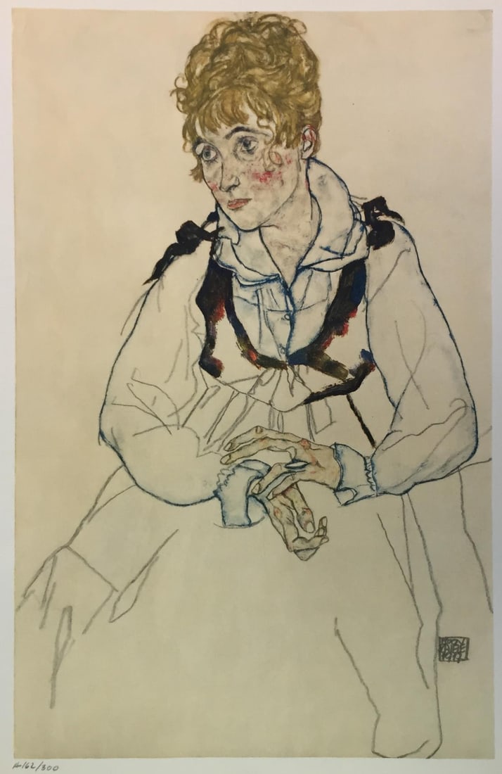 Egon Schiele (After) - The Artist's Wife: Artist: Egon Schiele (After)Title: The Artist's WifeYear: 1969Dimensions: 19 3/4in. by 14 1/4in.Edition: From the Rare Limited Edition of 300Publisher: Harry N. Abrams Inc.Suite: Watercolours and