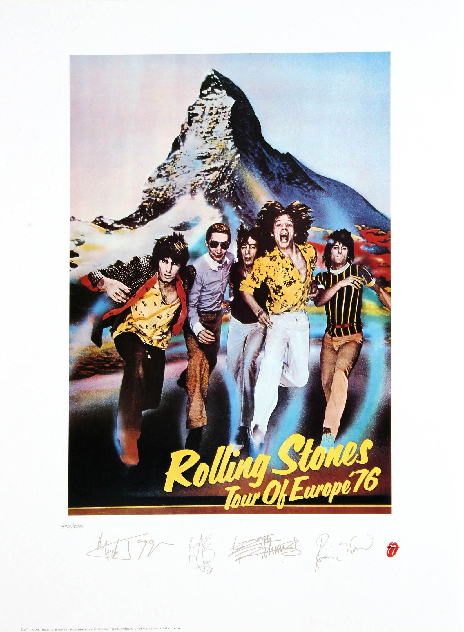 The Rolling Stones - Tour of Europe '76: Artist: The Rolling StonesTitle: Tour of Europe '76Year: 1994Dimensions: 23 1/2 x 17 1/2 in.Edition: 4910 from the limited edition of 5000Publisher: Musicom InternationalSuite: The Rolling Stones
