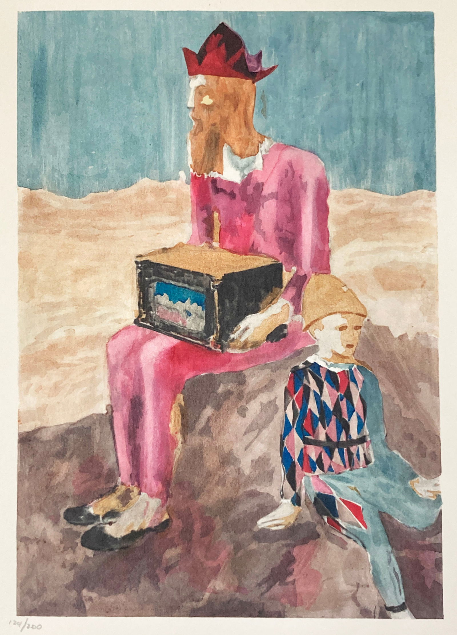 Pablo Picasso (After) - Saltimbanco Seduto Con Ragazzo: Artist: Pablo Picasso (After)Title: Saltimbanco Seduto Con RagazzoYear: 1955Dimensions: 11.5in. by 15.5in.Edition: From the rare limited edition of 200Suite: Silvana Editoriale D'Arte MilanoMedium: