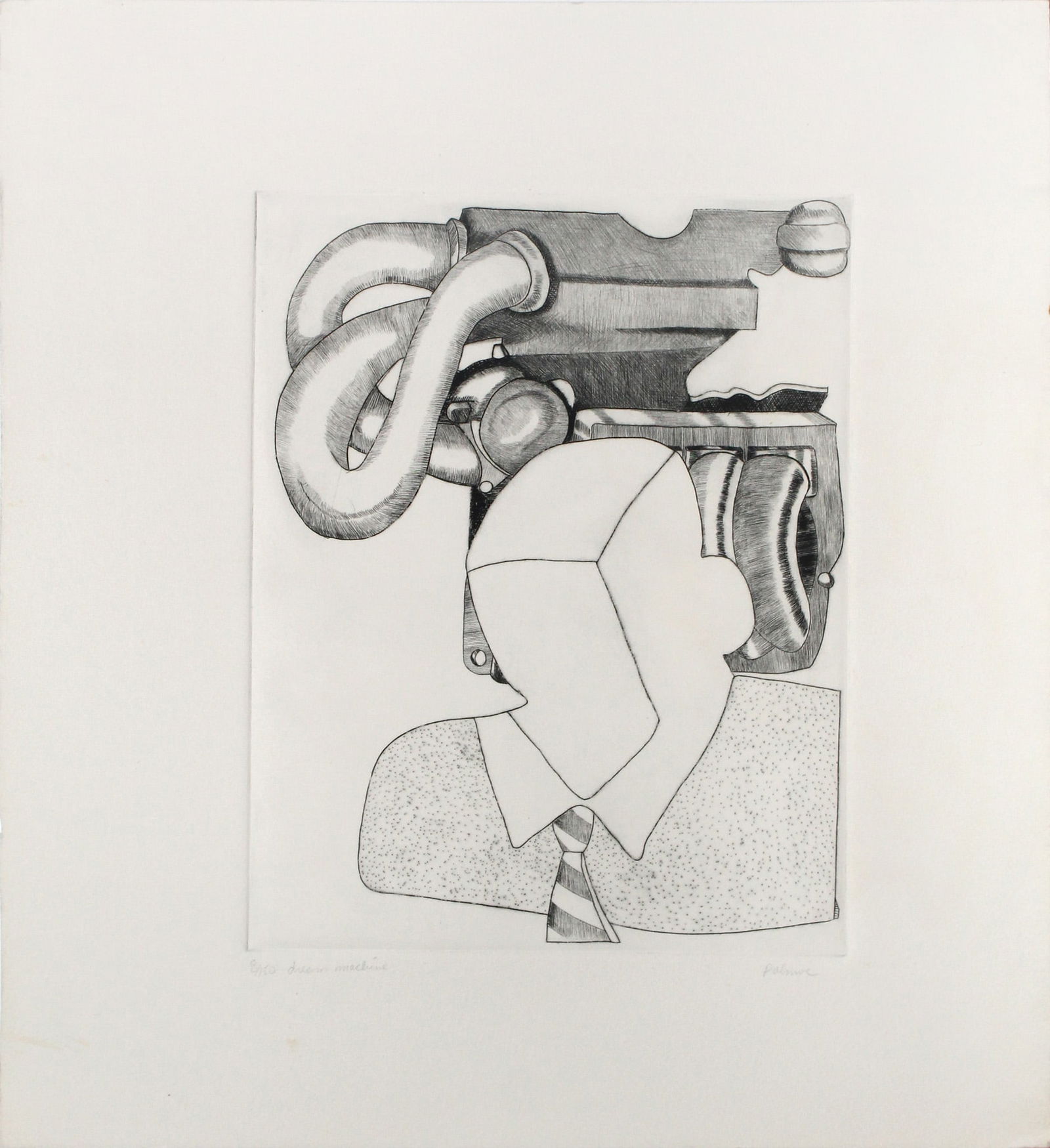 Tom Palmore - Dream Machine: Artist: Tom PalmoreTitle: Dream MachineDimensions: 13 x 15 in.Edition: From the limited edition of 150Medium: Original etching on paperCondition: ExcellentSignature Details: Hand signed numbered and
