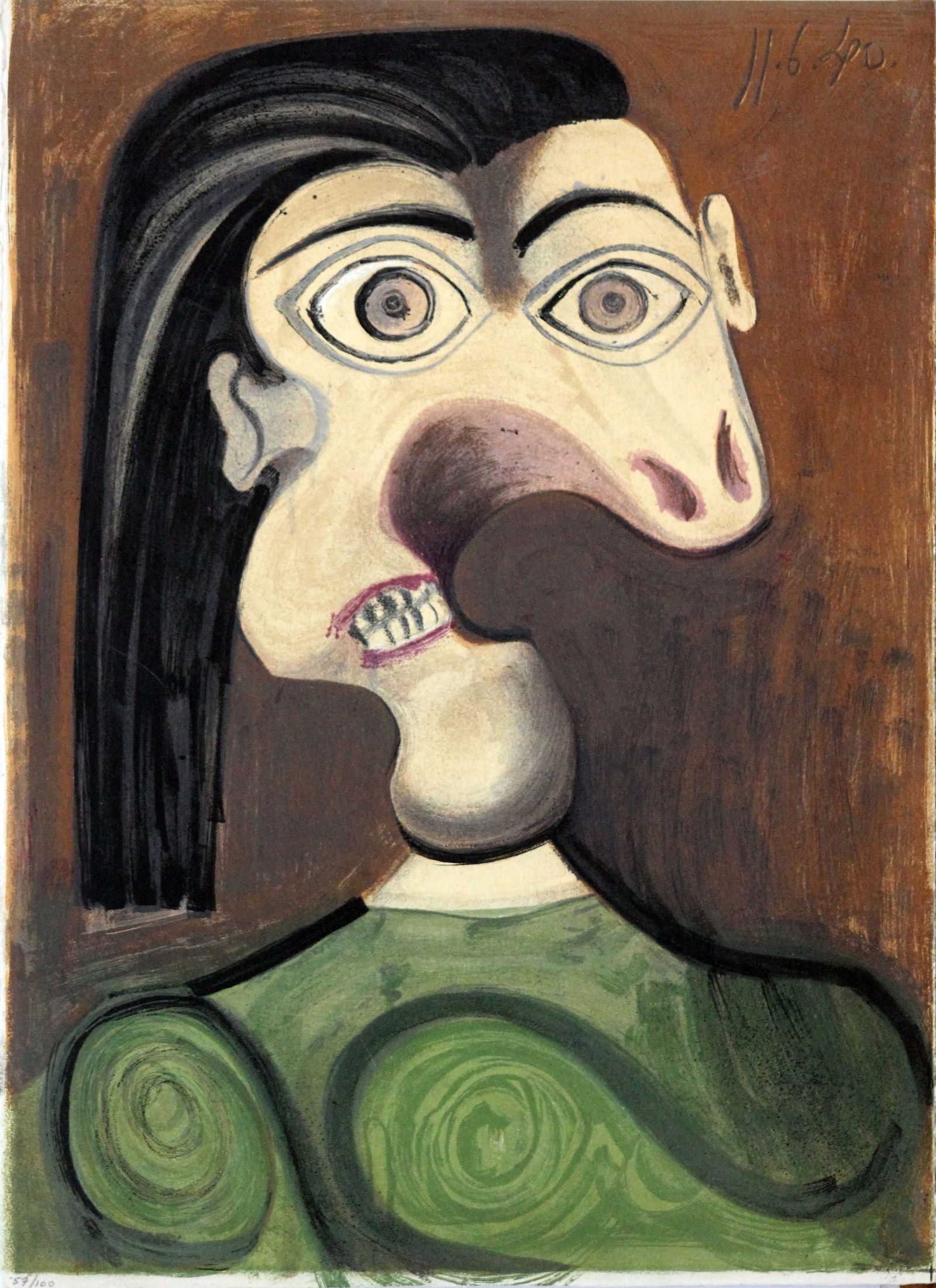 Pablo Picasso (After) - Portrait of a Woman: Artist: Pablo Picasso (After) Title: Portrait of a Woman Year: 1954 Dimensions: 11 1/4 x 14 1/2 in. Edition: From the rare limited edition of 100 Publisher: Mou