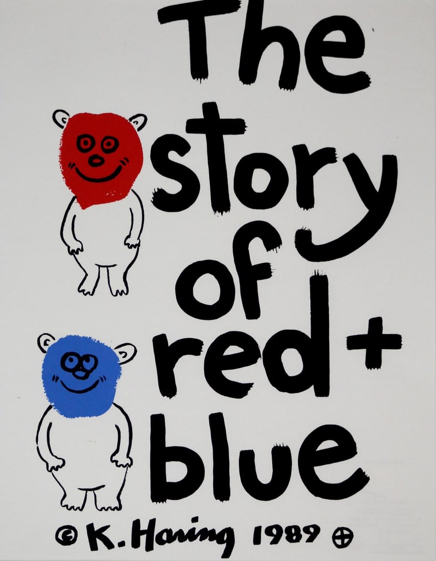 Keith Haring - The Story of Red and Blue (Portfolio Cover): Artist: Keith Haring Title: The Story of Red and Blue (Portfolio Cover) Year: 1989-90 Dimensions: 22in. by 16.5in. Edition: From the rare limited edition of 90 Publ