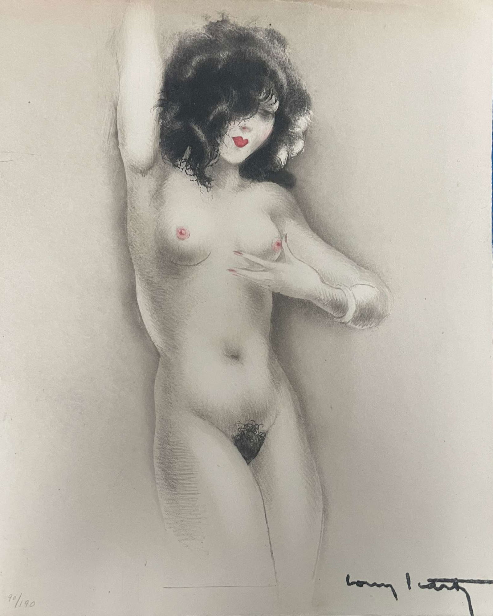Louis Icart - Slightly Swollen Areola: Artist: Louis IcartTitle: Slightly Swollen AreolaYear: 1945Edition: From the rare limited edition of 190Suite: La Vie Des SeinsMedium: Original gravure etching on paper with hand coloringCondition:
