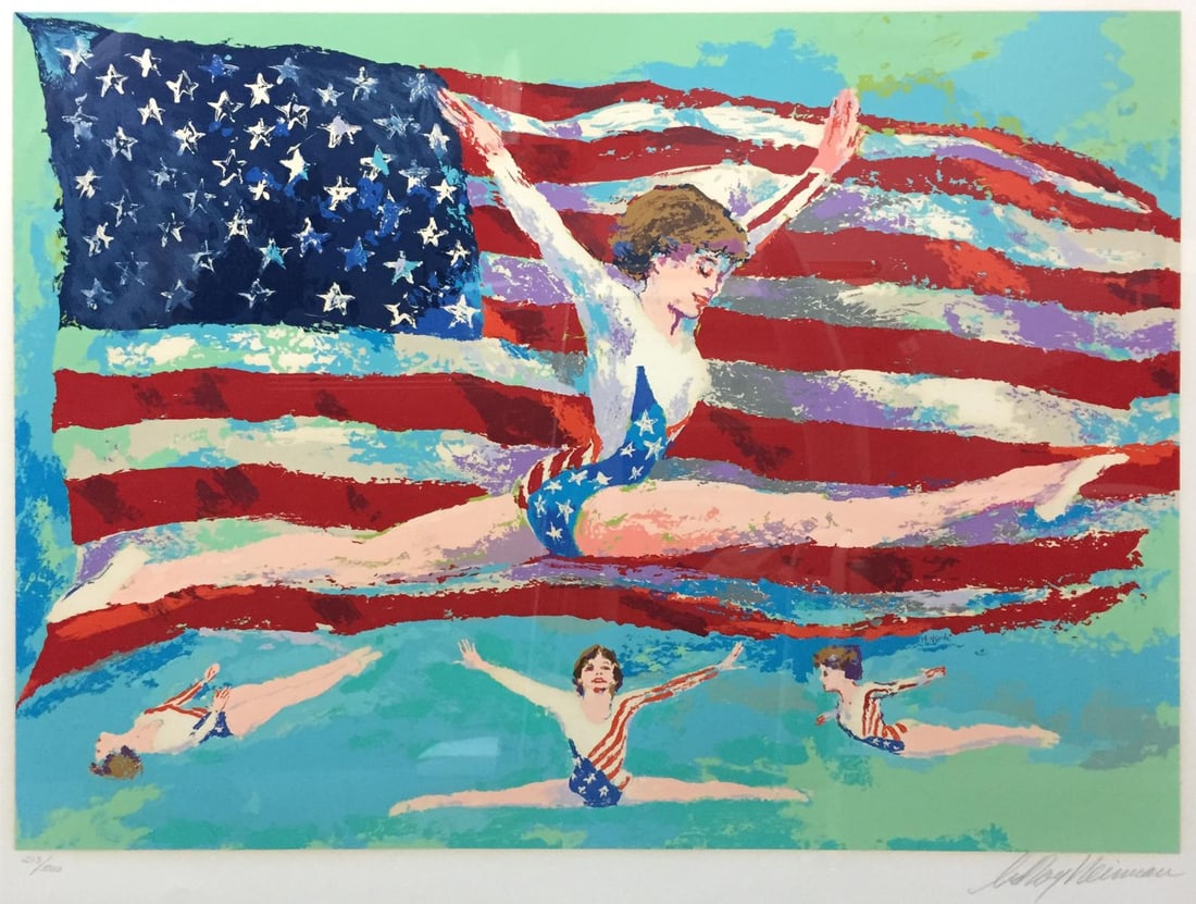 Leroy Neiman - Golden Girl: Artist: Leroy NeimanTitle: Golden GirlYear: 1985Dimensions: 32in. by 27in.Edition: From the Rare Limited Edition of 500Medium: Serigraph in Colors on PaperCondition: ExcellentSignature Details: Hand