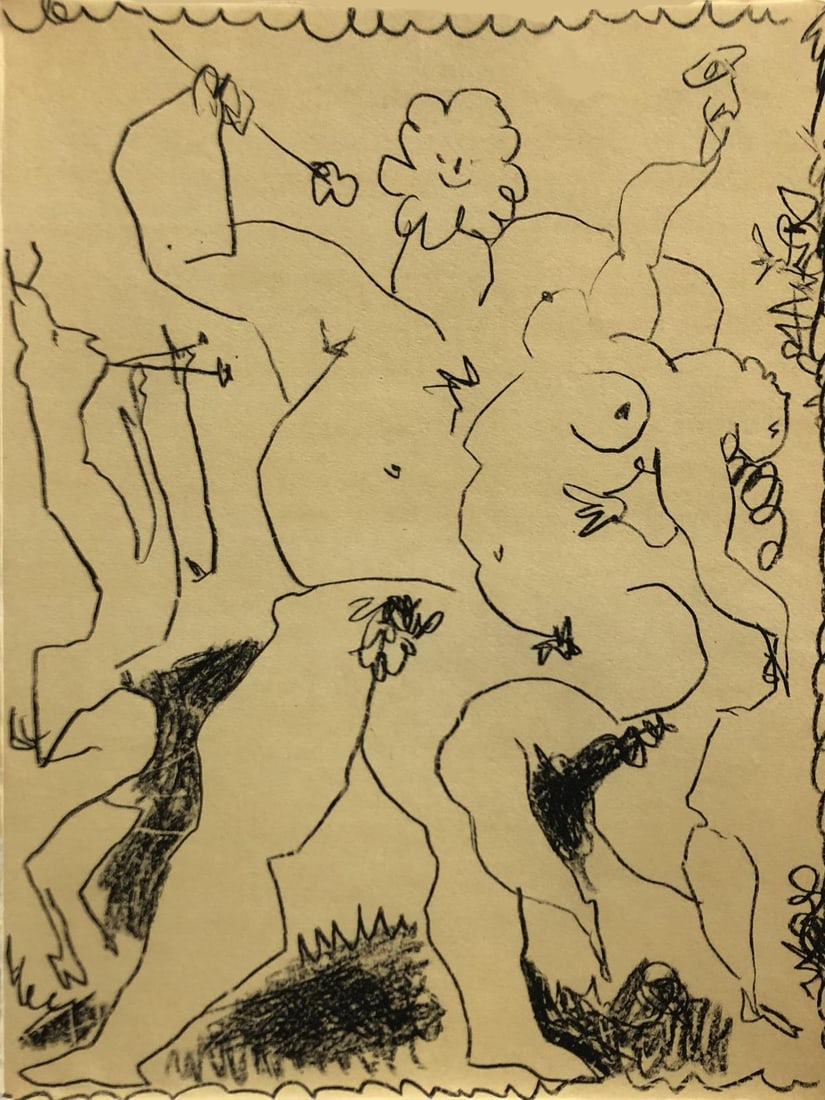 Pablo Picasso - Bacchanalia: Artist: Pablo Picasso Title: Bacchanalia Year: 1956 Dimensions: 12.375in. by 9.125in. Edition: From the rare limited edition Publisher: Andre Sauret Paris <