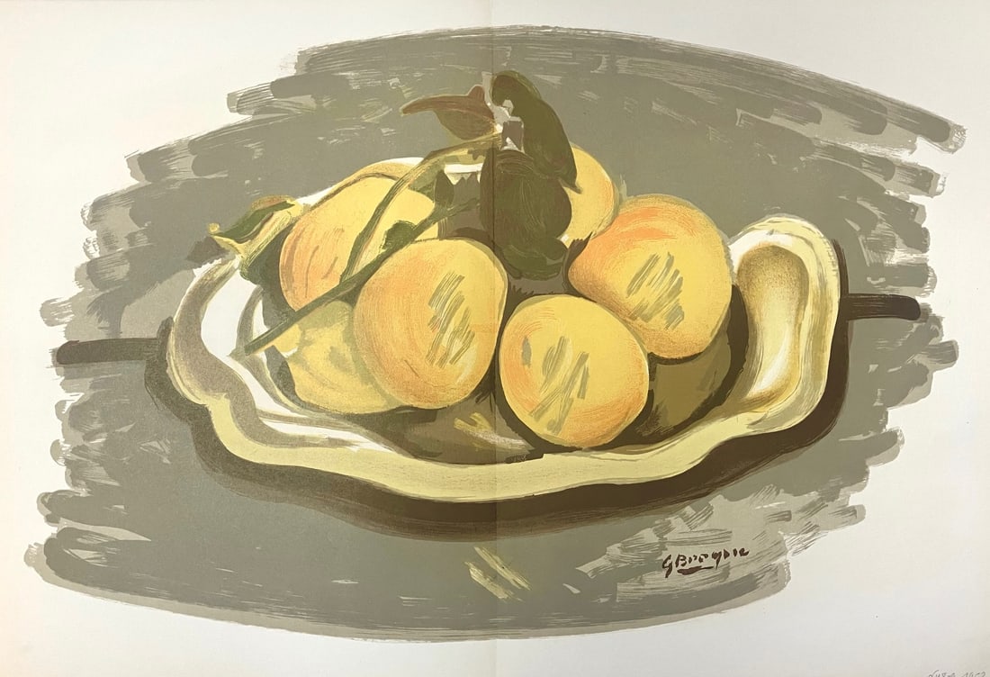 Georges Braque - Corbeille de fruits: Artist: Georges Braque Title: Corbeille de fruits Year: 1952 Dimensions: 22in. by 15in. Edition: From the Rare Limited Edition Publisher: Maeght Paris <