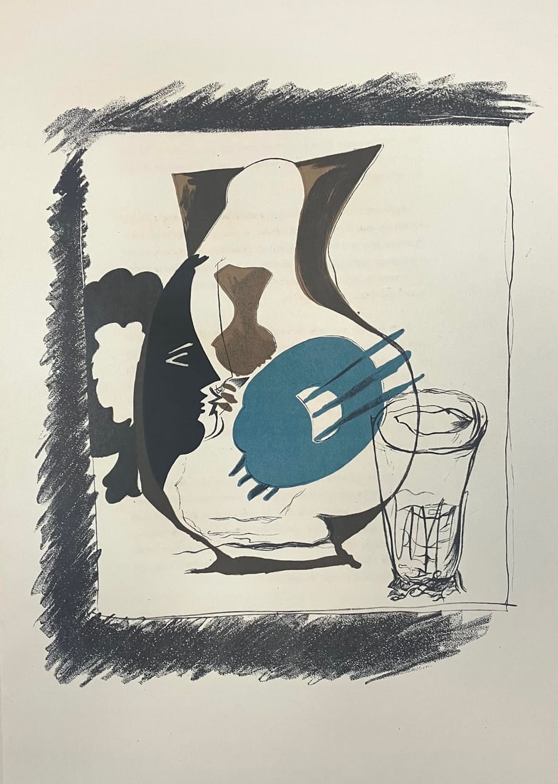 Georges Braque - Verre et Pichet: Artist: Georges BraqueTitle: Verre et PichetYear: 1952Dimensions: 11in. by 15in.Edition: From the Rare Limited EditionPublisher: Maeght ParisSuite: Derriere le MiroirMedium: Original Lithograph on