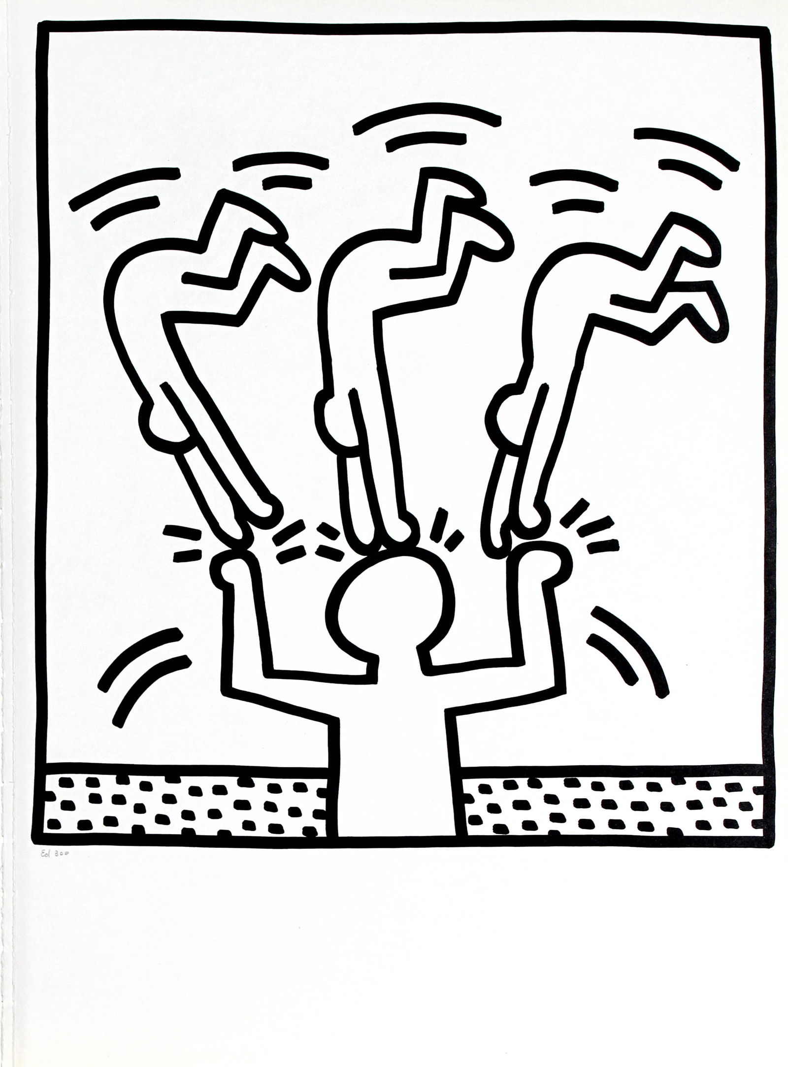 Keith Haring - Gymnastics (from Lucio Amelio Suite): Artist: Keith HaringTitle: Gymnastics (from Lucio Amelio Suite)Year: 1983Dimensions: 18.5in. by 13in.Edition: From the rare limited edition of 300Publisher: Galerie Lucio Amelio NaplesSuite: Lucio