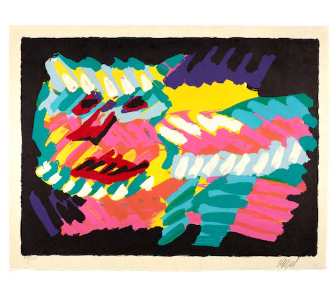 Karel Appel - Pink Cat: Artist: Karel AppelTitle: Pink CatYear: 1979Dimensions: 24 5/8in. by 30 1/4in.Edition: From the rare limited edition of LXVPublisher: London Arts Inc. DetroitSuite: Cats PortfolioMedium: lithographs