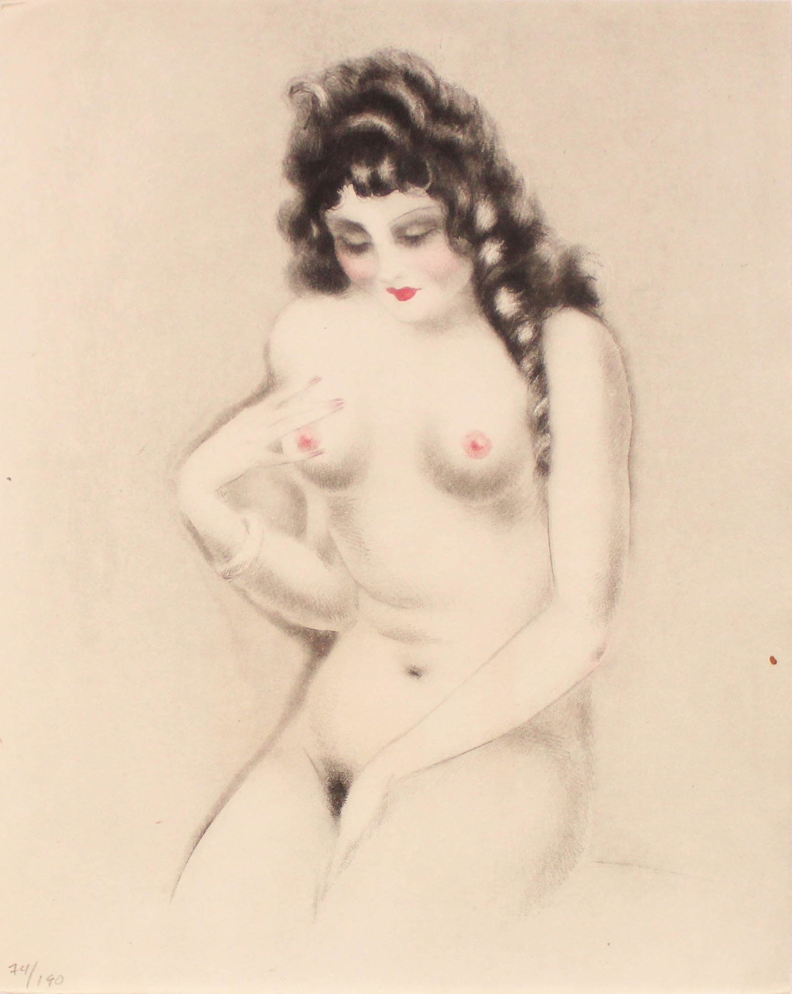 Louis Icart - Apple Breast: Artist: Louis IcartTitle: Apple BreastYear: 1945Dimensions: 8 1/2 x 11 in.Edition: From the Rare Limited EditionSuite: La Vie des SeinMedium: Original Gravure etching on Arches paperCondition: