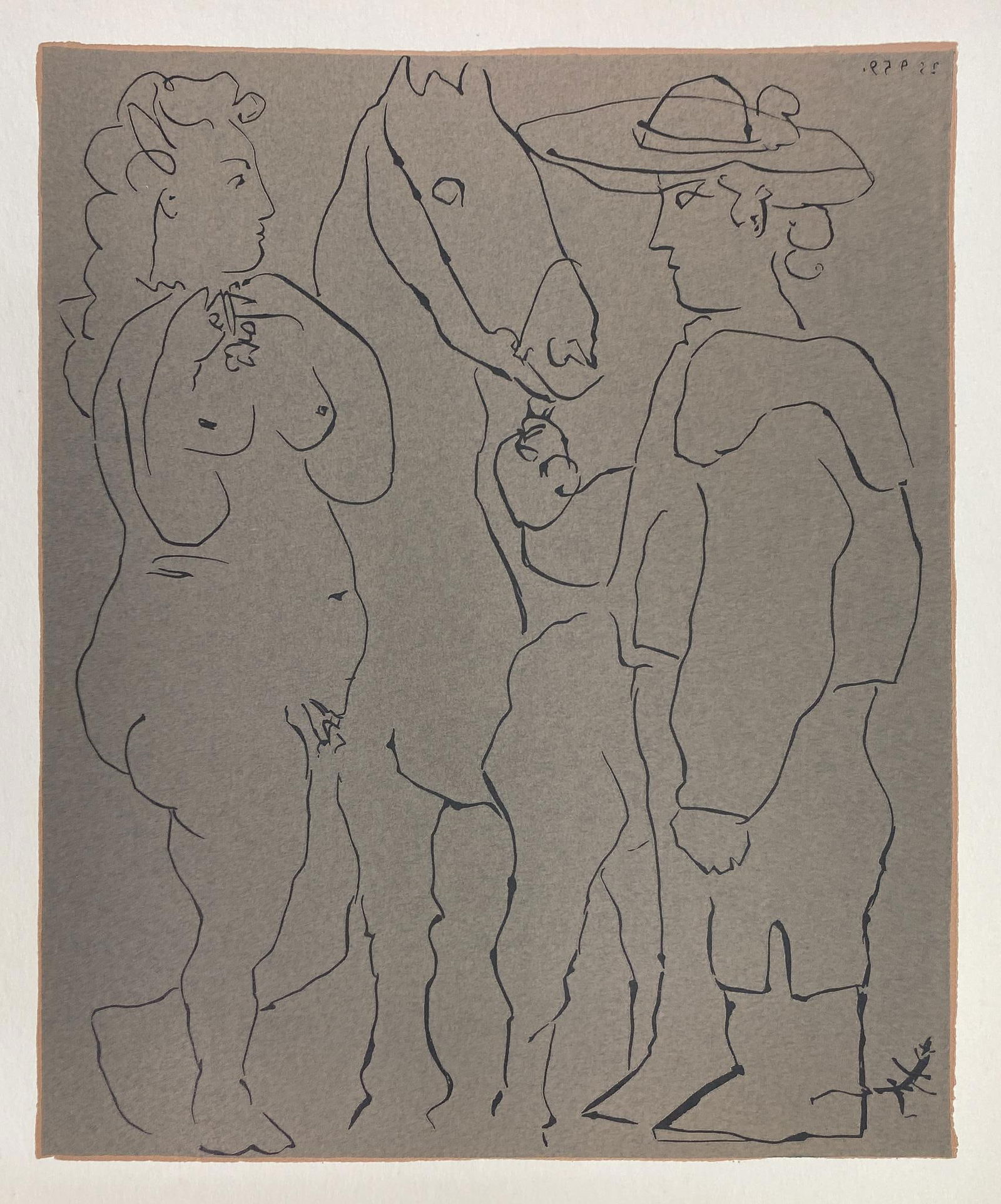 Pablo Picasso - Picador femme et cheval (After): Artist: Pablo PicassoTitle: Picador femme et chevalYear: 1962Dimensions: 8.75in. by 10.5in.Edition: From a rare limited editionPublisher: Verlag Gerd Hatje StuttgartSuite: Picasso LinogravuresMedium: