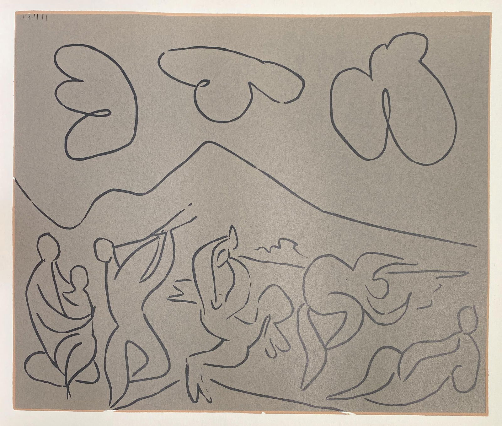 Pablo Picasso - Bacchanale (After): Artist: Pablo PicassoTitle: BacchanaleYear: 1962Dimensions: 12.75in. by 15.5in.Edition: From a rare limited editionPublisher: Verlag Gerd Hatje StuttgartSuite: Picasso LinogravuresMedium: Linogravure