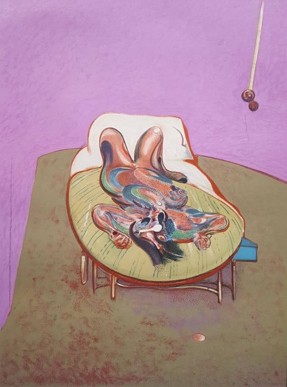 Francis Bacon (After) - Ohne Titel (Reclining Figure): Artist: Francis Bacon (After) Title: Ohne Titel (Reclining Figure) Dimensions: 19 1/2 x 14 1/2 in. Edition: From a rare limited edition of 200. Medium: Original lithograph on