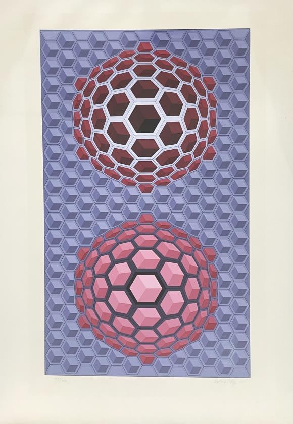 Victor Vasarely - Purple Long: Artist: Victor Vasarely Title: Purple Long Year: 1977 Dimensions: 34 1/4in. by 20 1/2in. Edition: From the rare limited edition of 250 Medium: Original serigrap
