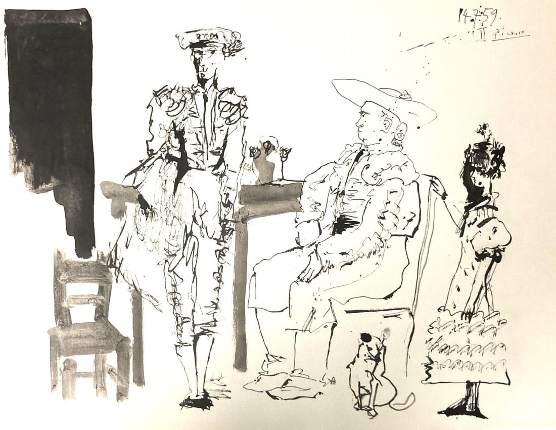 Pablo Picasso (After) - 14.7.59 II: Artist: Pablo Picasso (After) Title: 14.7.59 II Year: 1960 Dimensions: 17in. by 21.5in. Publisher: Au Vent D'Arles Suite: Toros Condition: Excell