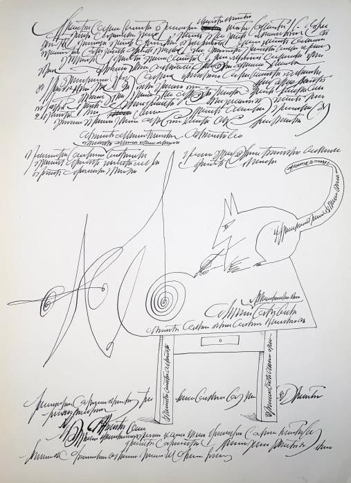 Saul Steinberg - Illustration III: Artist: Saul Steinberg Title: Illustration III Year: 1966 Dimensions: 11in. by 15in. Edition: From the rare limited artist edition Suite: Derriere Le Miroir 157